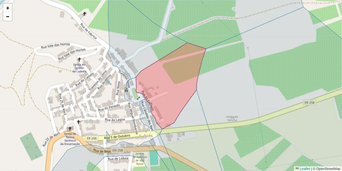 Mapa detalhado do código postal 7940-465 com limites, códigos postais vizinhos e agências dos correios