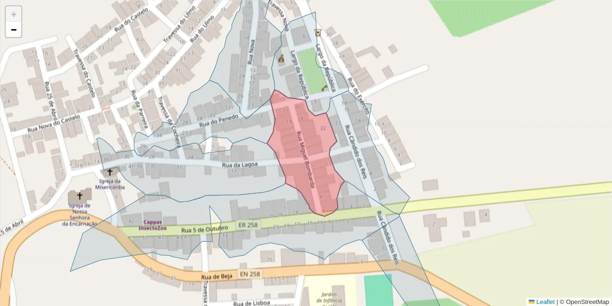 Mapa detalhado do código postal 7940-469 com limites, códigos postais vizinhos e agências dos correios