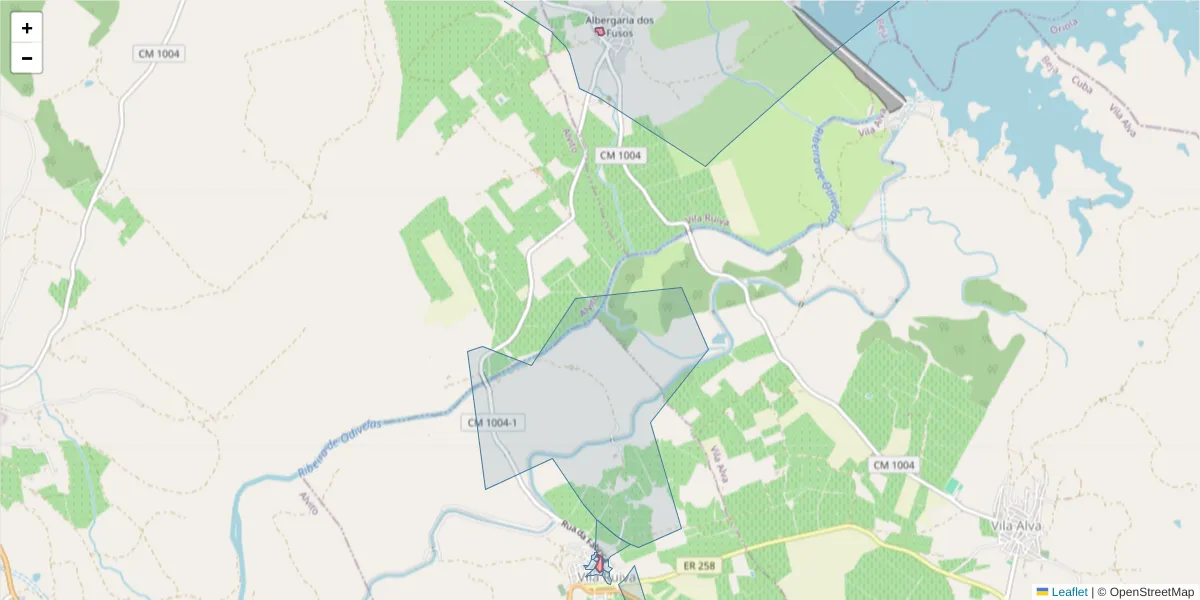 Mapa detalhado do código postal 7940-470 com limites, códigos postais vizinhos e agências dos correios