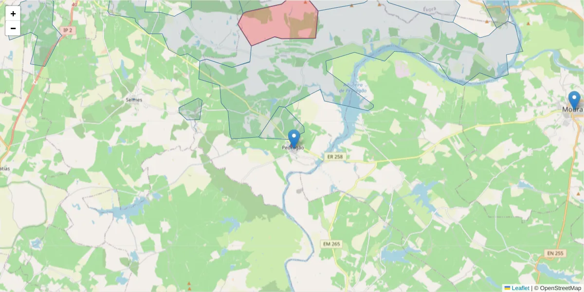 Mapa detalhado do código postal 7960-027 com limites, códigos postais vizinhos e agências dos correios