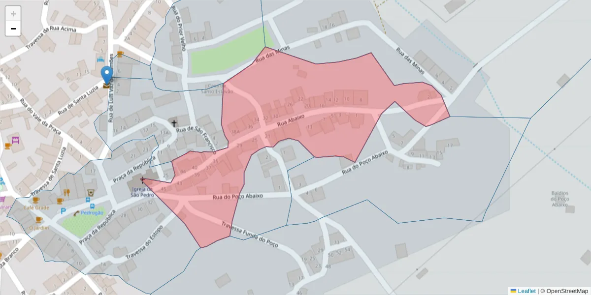 Mapa detalhado do código postal 7960-029 com limites, códigos postais vizinhos e agências dos correios