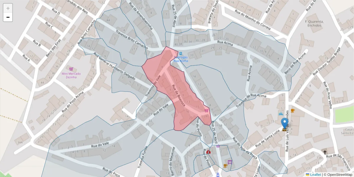 Mapa detalhado do código postal 7960-035 com limites, códigos postais vizinhos e agências dos correios