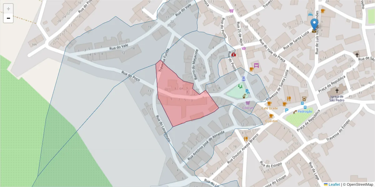 Mapa detalhado do código postal 7960-044 com limites, códigos postais vizinhos e agências dos correios