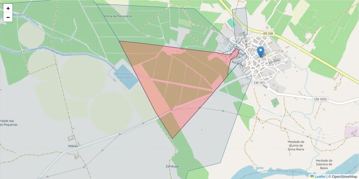 Mapa detalhado do código postal 7960-046 com limites, códigos postais vizinhos e agências dos correios