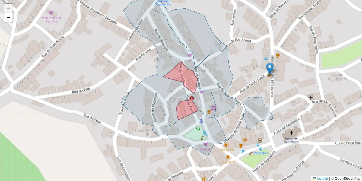 Mapa detalhado do código postal 7960-047 com limites, códigos postais vizinhos e agências dos correios