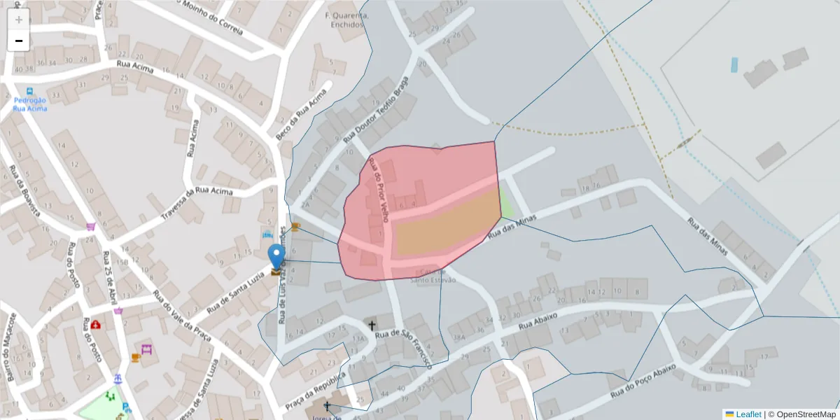 Mapa detalhado do código postal 7960-048 com limites, códigos postais vizinhos e agências dos correios