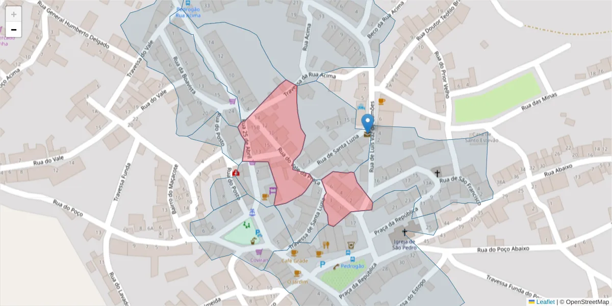 Mapa detalhado do código postal 7960-050 com limites, códigos postais vizinhos e agências dos correios