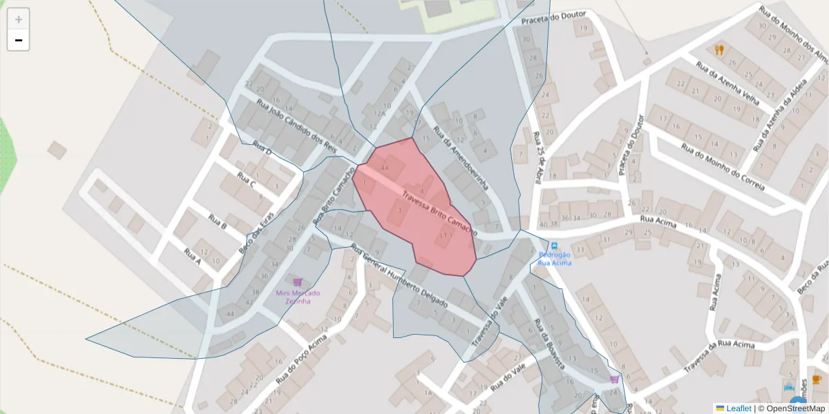 Mapa detalhado do código postal 7960-055 com limites, códigos postais vizinhos e agências dos correios