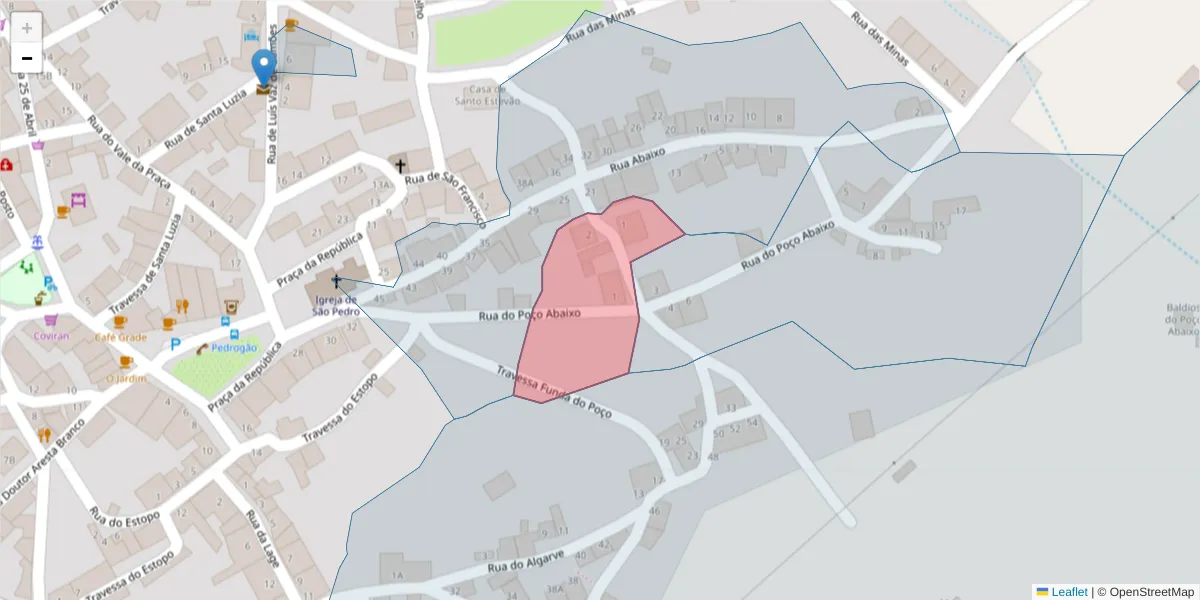 Mapa detalhado do código postal 7960-058 com limites, códigos postais vizinhos e agências dos correios