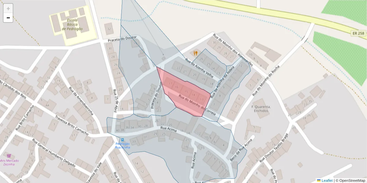 Mapa detalhado do código postal 7960-061 com limites, códigos postais vizinhos e agências dos correios