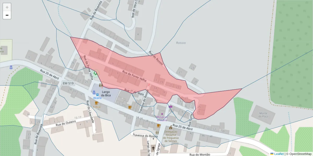 Mapa detalhado do código postal 7960-115 com limites, códigos postais vizinhos e agências dos correios