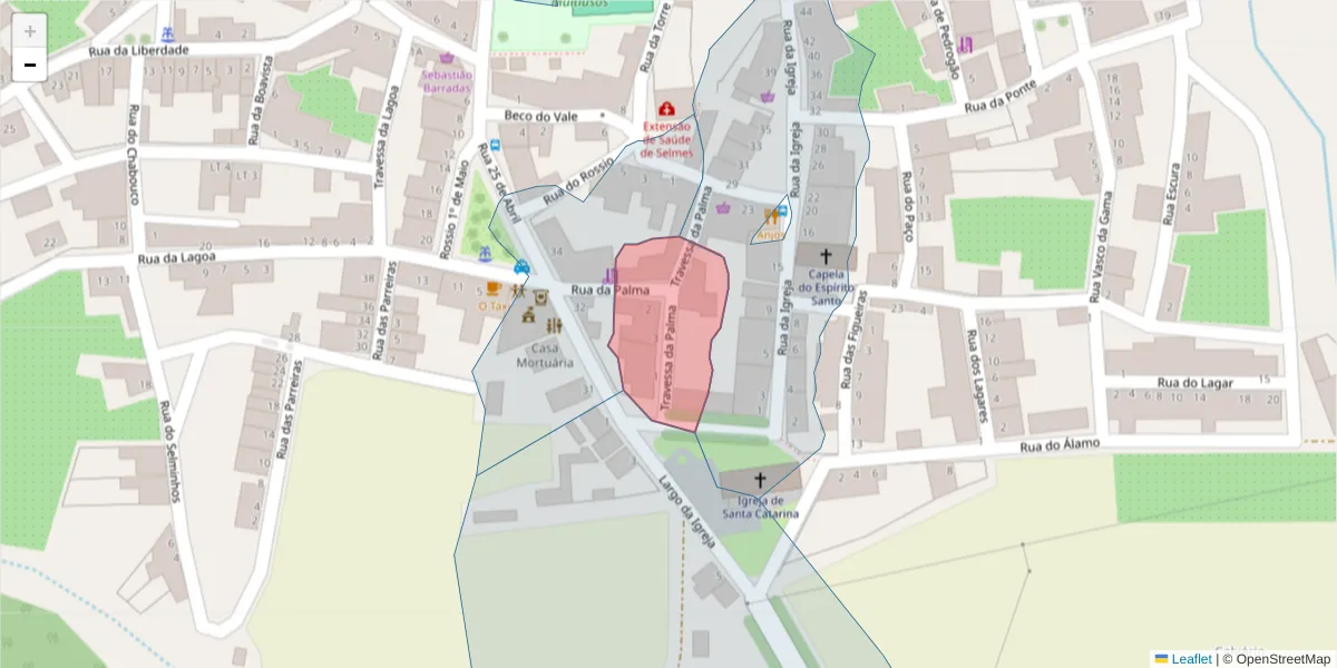 Mapa detalhado do código postal 7960-164 com limites, códigos postais vizinhos e agências dos correios