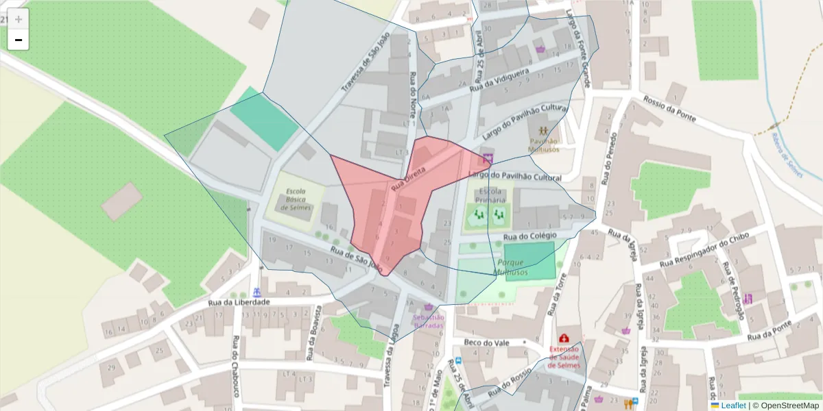 Mapa detalhado do código postal 7960-172 com limites, códigos postais vizinhos e agências dos correios