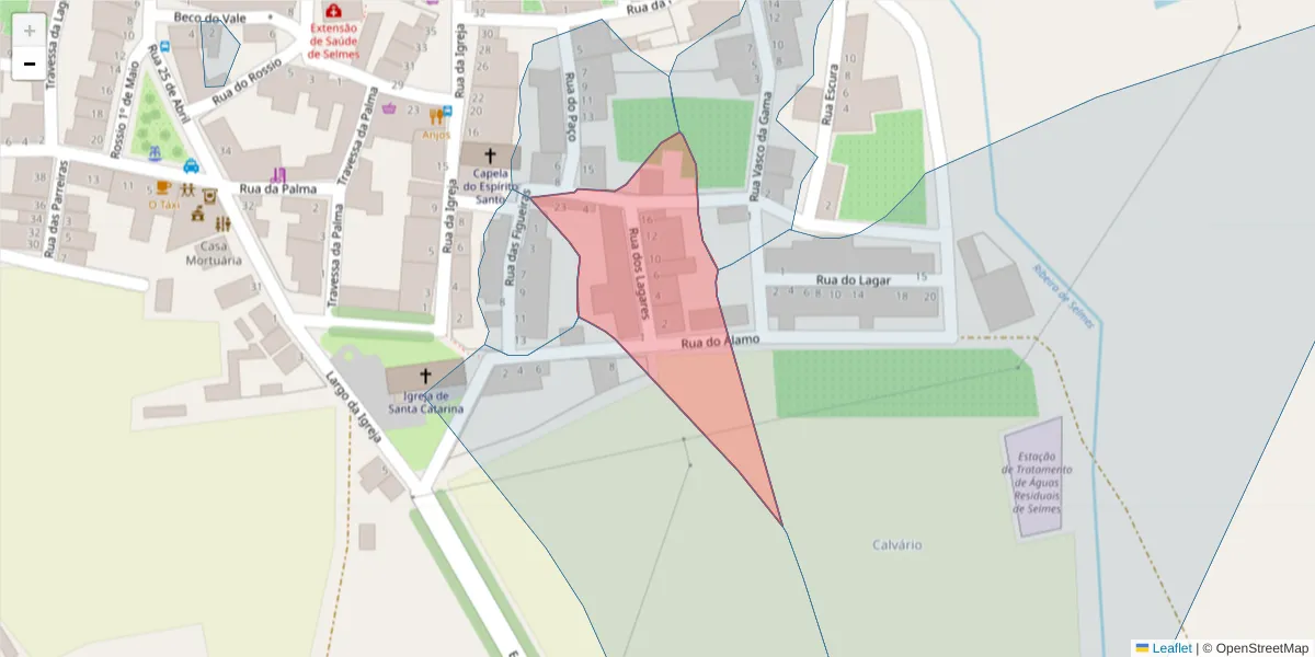 Mapa detalhado do código postal 7960-181 com limites, códigos postais vizinhos e agências dos correios