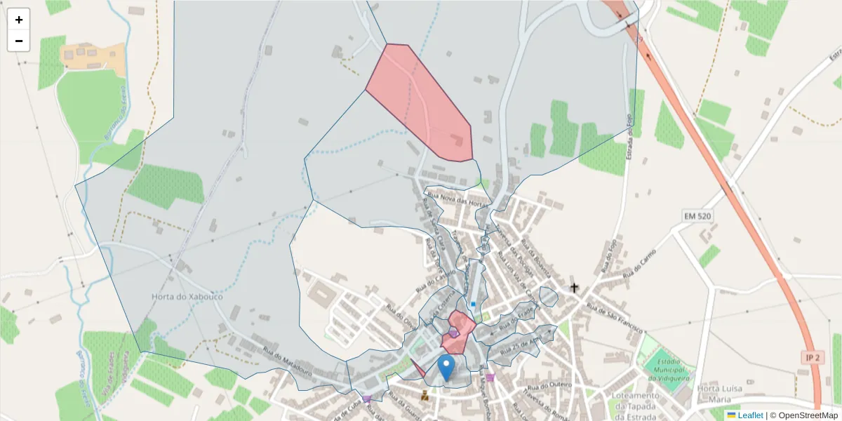 Mapa detalhado do código postal 7960-216 com limites, códigos postais vizinhos e agências dos correios