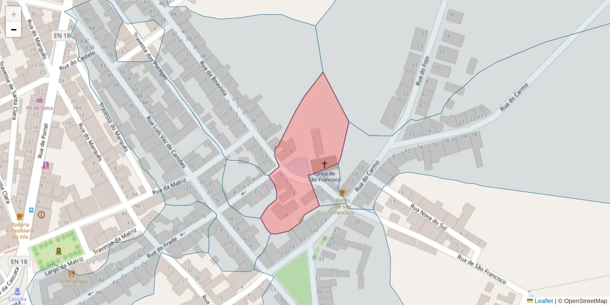 Mapa detalhado do código postal 7960-219 com limites, códigos postais vizinhos e agências dos correios