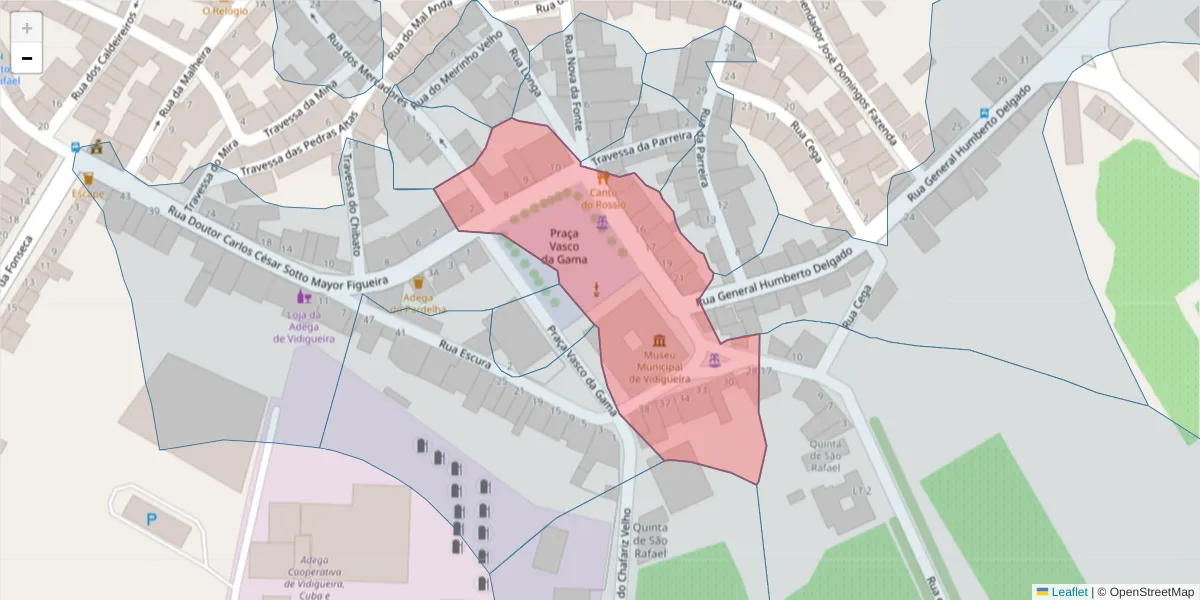 Mapa detalhado do código postal 7960-227 com limites, códigos postais vizinhos e agências dos correios