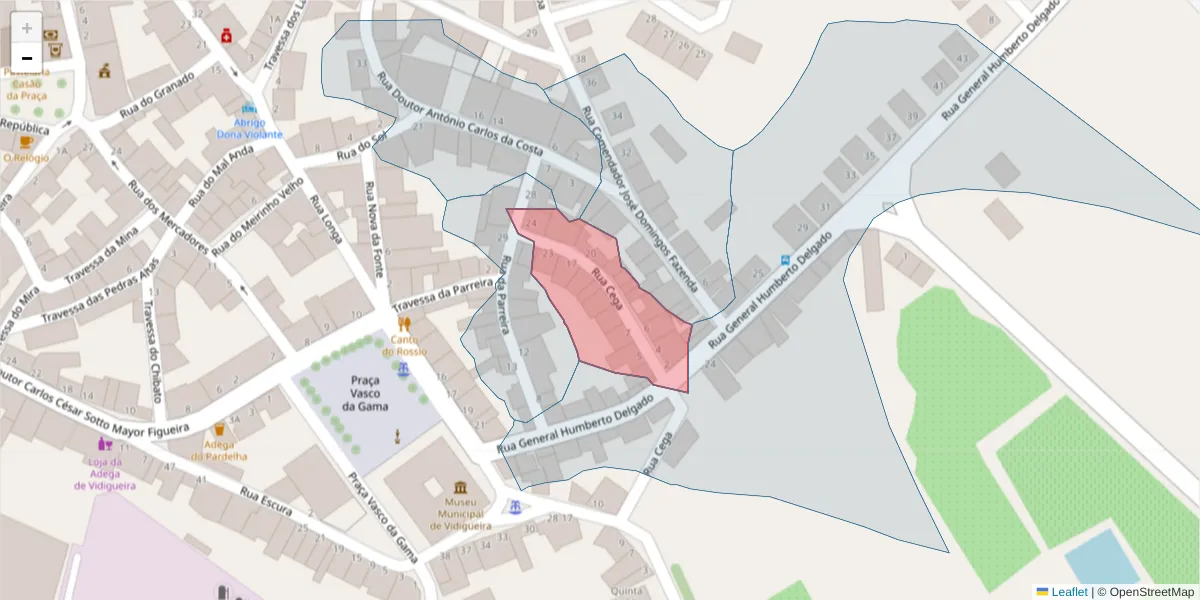 Mapa detalhado do código postal 7960-236 com limites, códigos postais vizinhos e agências dos correios