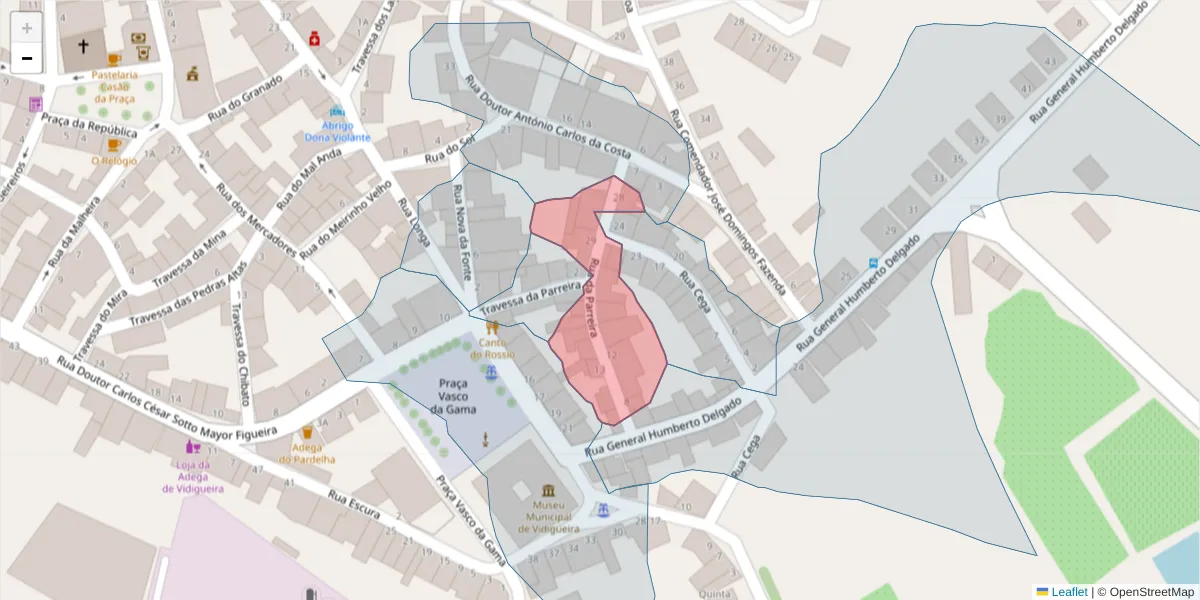 Mapa detalhado do código postal 7960-243 com limites, códigos postais vizinhos e agências dos correios