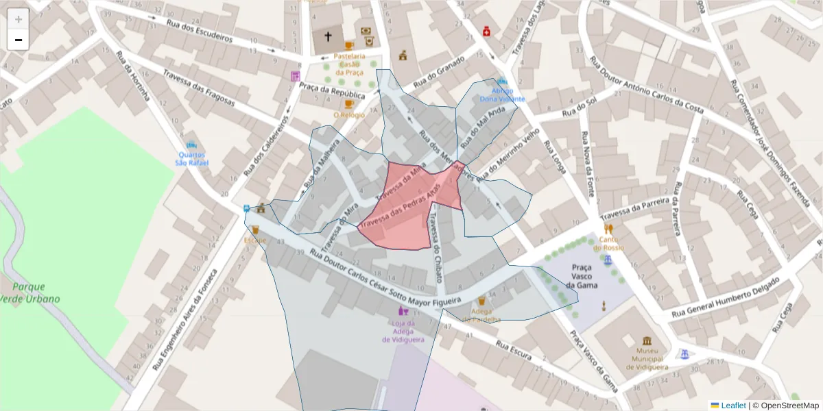 Mapa detalhado do código postal 7960-247 com limites, códigos postais vizinhos e agências dos correios