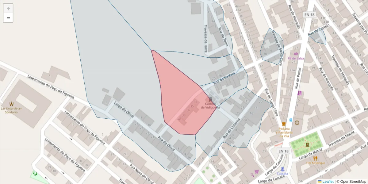Mapa detalhado do código postal 7960-254 com limites, códigos postais vizinhos e agências dos correios