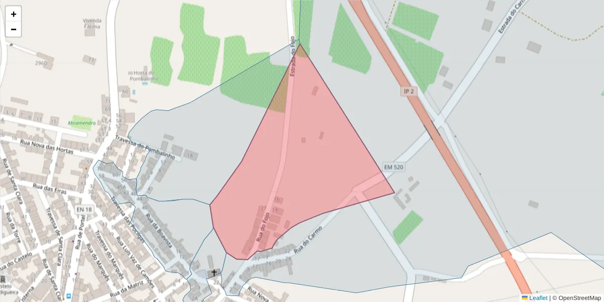 Mapa detalhado do código postal 7960-256 com limites, códigos postais vizinhos e agências dos correios