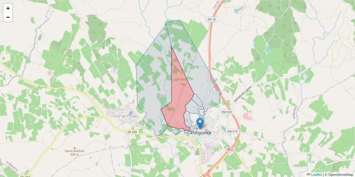 Mapa detalhado do código postal 7960-263 com limites, códigos postais vizinhos e agências dos correios