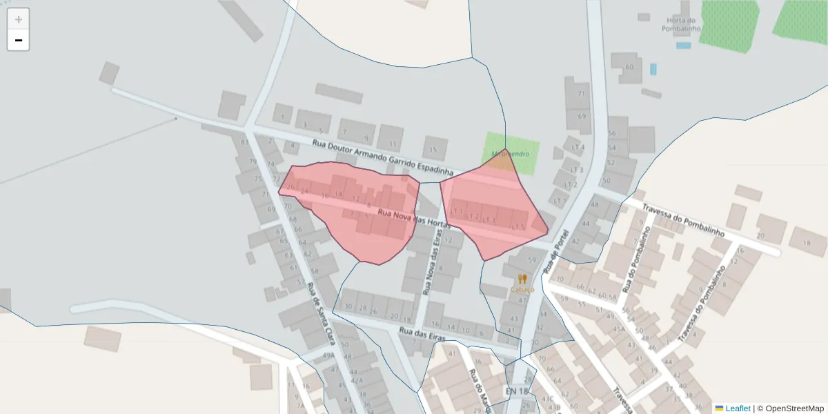 Mapa detalhado do código postal 7960-290 com limites, códigos postais vizinhos e agências dos correios