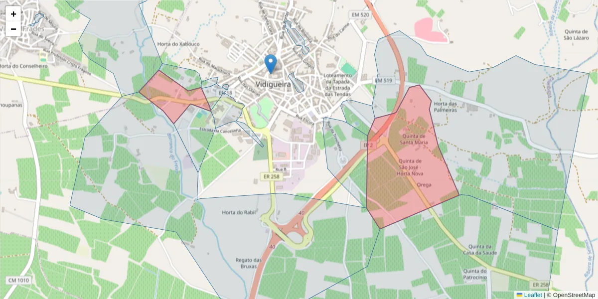 Mapa detalhado do código postal 7960-313 com limites, códigos postais vizinhos e agências dos correios