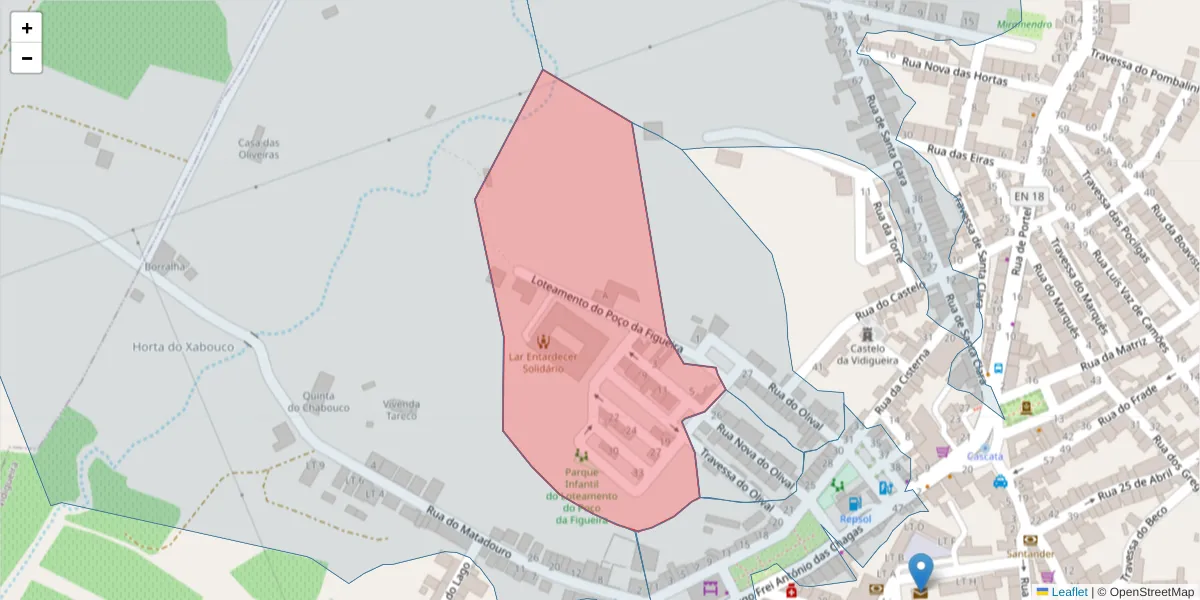 Mapa detalhado do código postal 7960-317 com limites, códigos postais vizinhos e agências dos correios