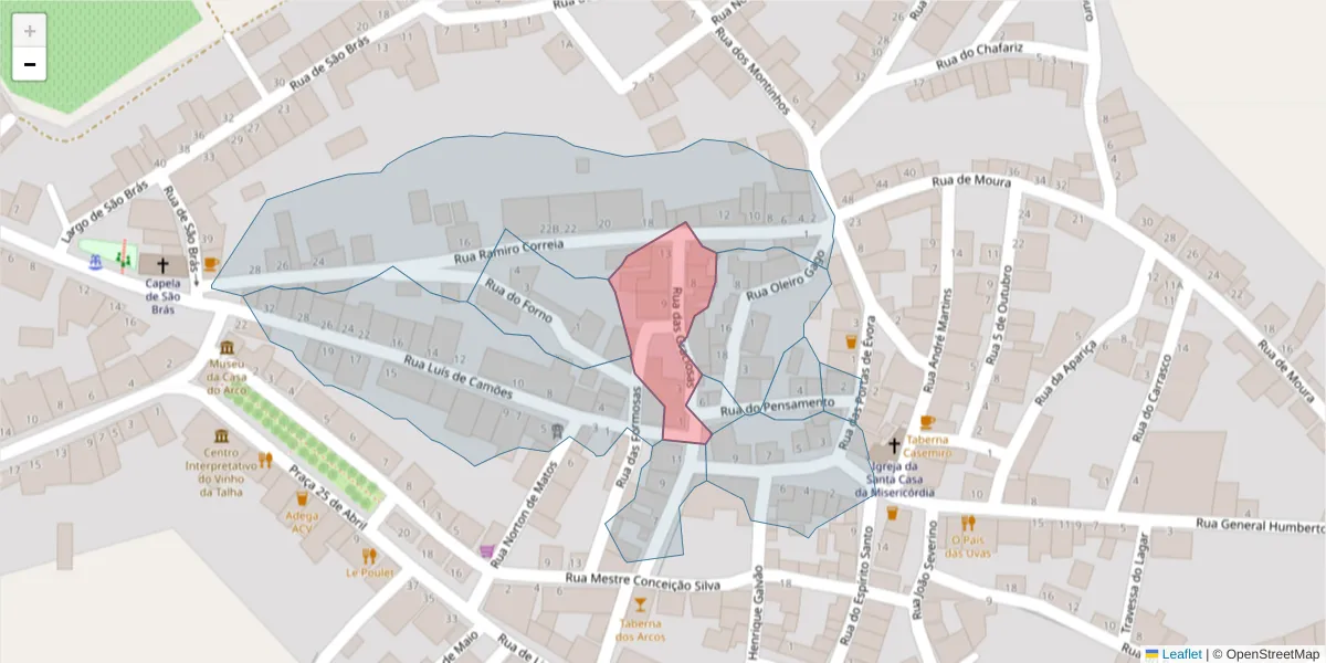Mapa detalhado do código postal 7960-429 com limites, códigos postais vizinhos e agências dos correios
