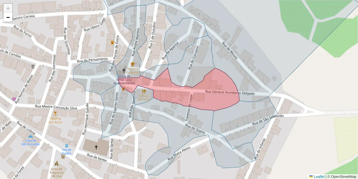 Mapa detalhado do código postal 7960-446 com limites, códigos postais vizinhos e agências dos correios