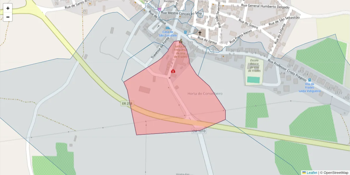 Mapa detalhado do código postal 7960-456 com limites, códigos postais vizinhos e agências dos correios