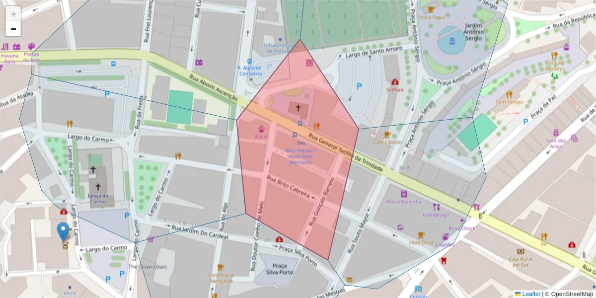 Mapa detalhado do código postal 8000-356 com limites, códigos postais vizinhos e agências dos correios