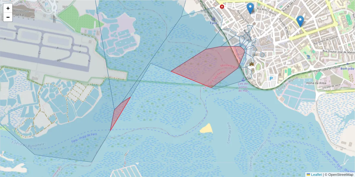 Mapa detalhado do código postal 8000-541 com limites, códigos postais vizinhos e agências dos correios