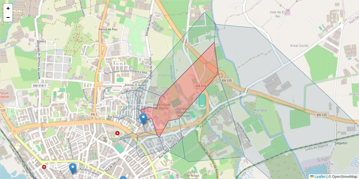 Mapa detalhado do código postal 8005-139 com limites, códigos postais vizinhos e agências dos correios