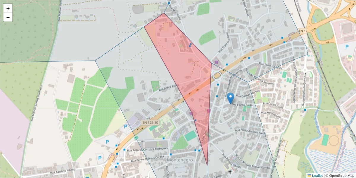 Mapa detalhado do código postal 8005-267 com limites, códigos postais vizinhos e agências dos correios