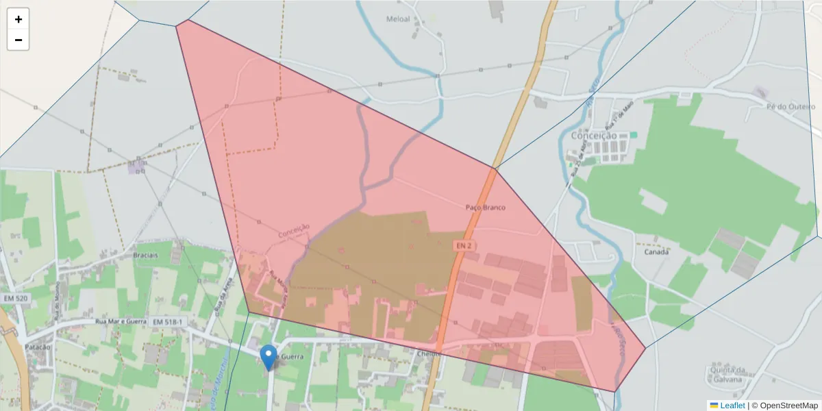 Mapa detalhado do código postal 8005-429 com limites, códigos postais vizinhos e agências dos correios