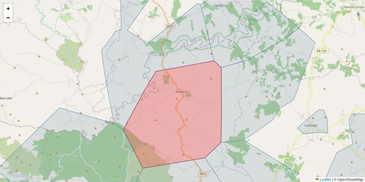 Mapa detalhado do código postal 8100-050 com limites, códigos postais vizinhos e agências dos correios