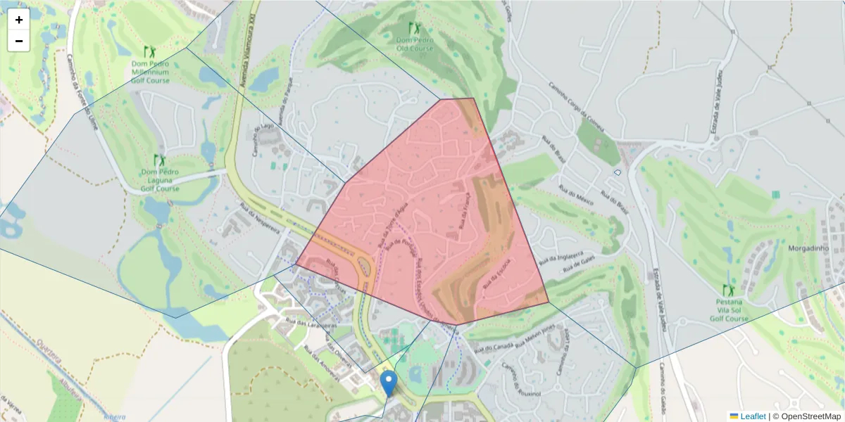 Mapa detalhado do código postal 8125-495 com limites, códigos postais vizinhos e agências dos correios