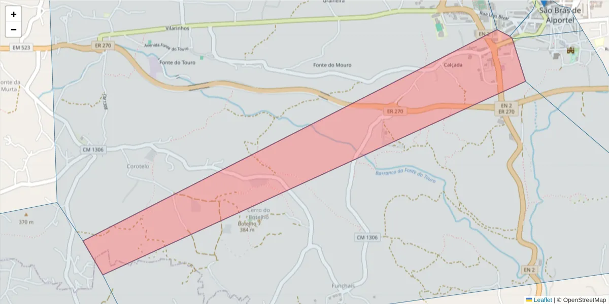 Mapa detalhado do código postal 8150-034 com limites, códigos postais vizinhos e agências dos correios