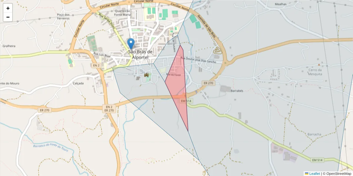 Mapa detalhado do código postal 8150-142 com limites, códigos postais vizinhos e agências dos correios