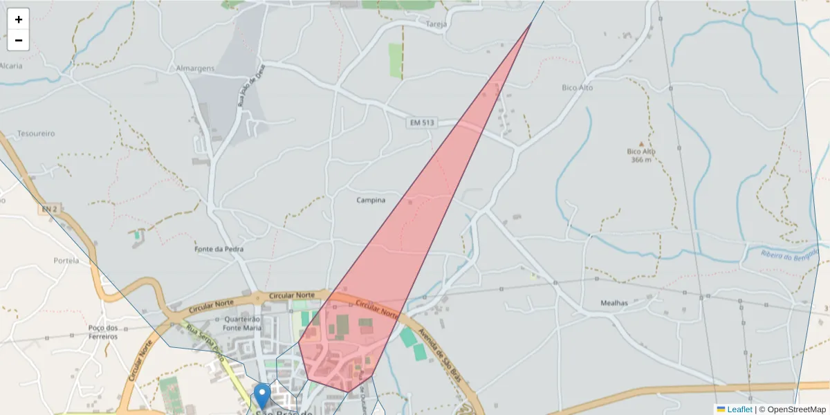 Mapa detalhado do código postal 8150-152 com limites, códigos postais vizinhos e agências dos correios
