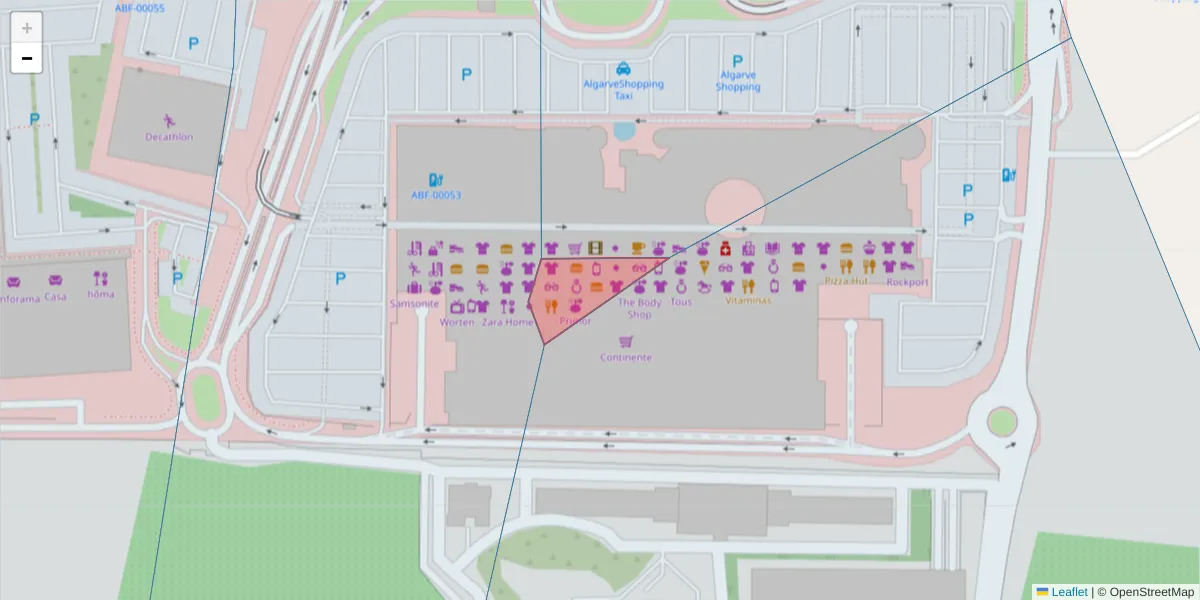 Mapa detalhado do código postal 8200-000 com limites, códigos postais vizinhos e agências dos correios