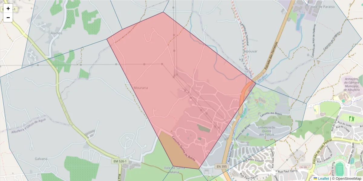 Mapa detalhado do código postal 8200-053 com limites, códigos postais vizinhos e agências dos correios