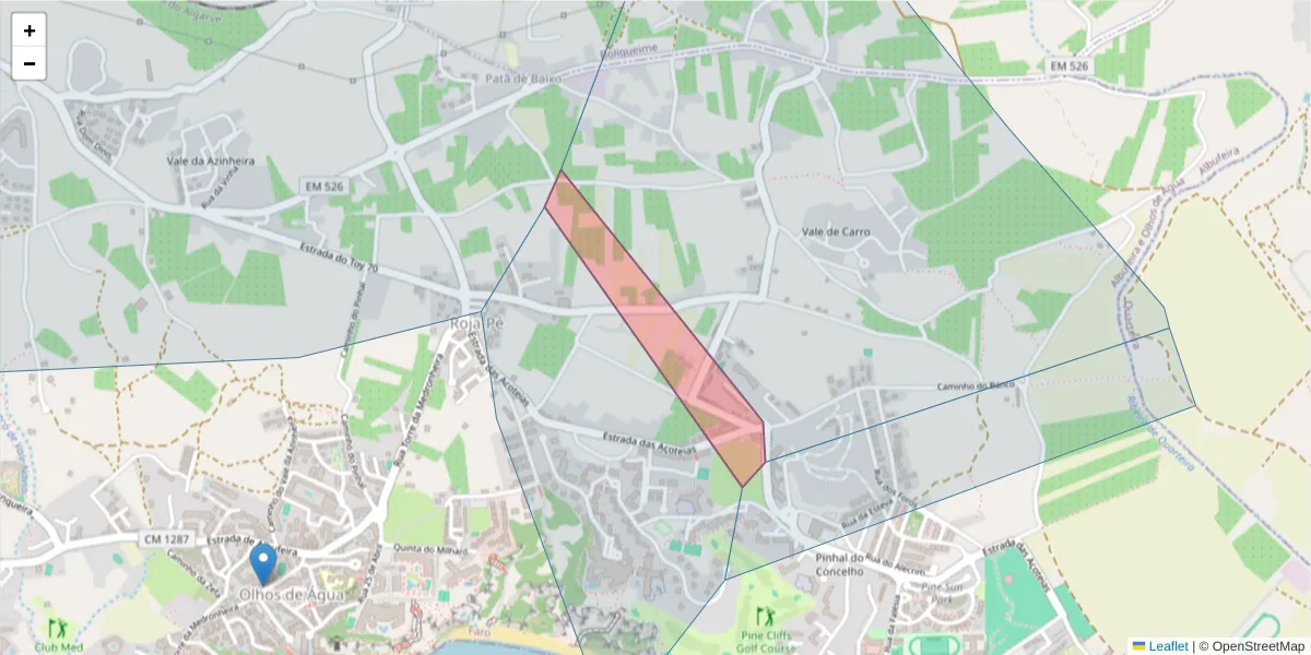 Mapa detalhado do código postal 8200-252 com limites, códigos postais vizinhos e agências dos correios