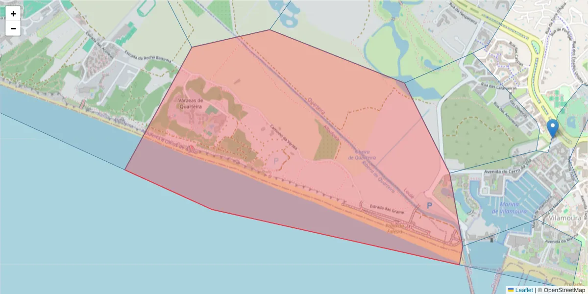 Mapa detalhado do código postal 8200-379 com limites, códigos postais vizinhos e agências dos correios
