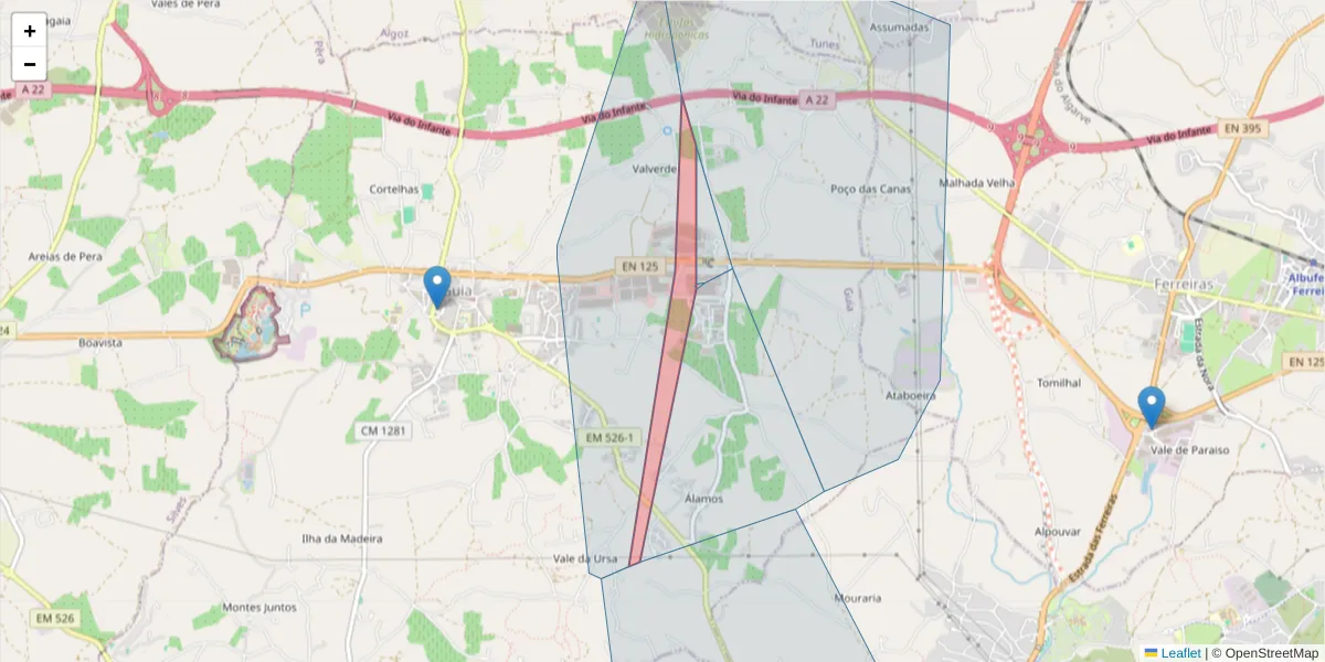 Mapa detalhado do código postal 8201-878 com limites, códigos postais vizinhos e agências dos correios