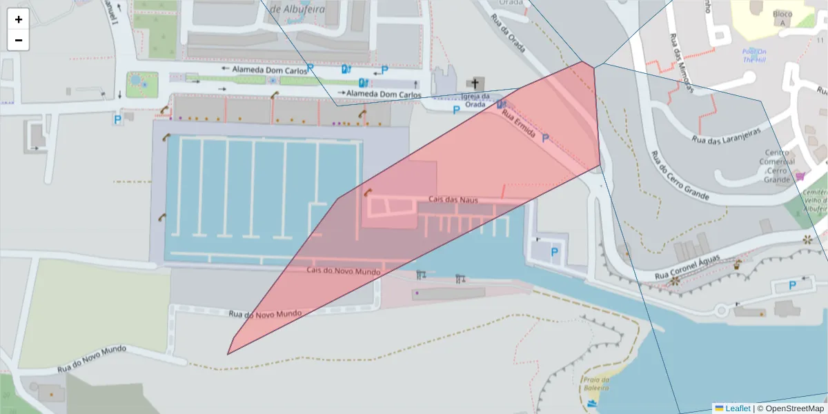 Mapa detalhado do código postal 8201-910 com limites, códigos postais vizinhos e agências dos correios