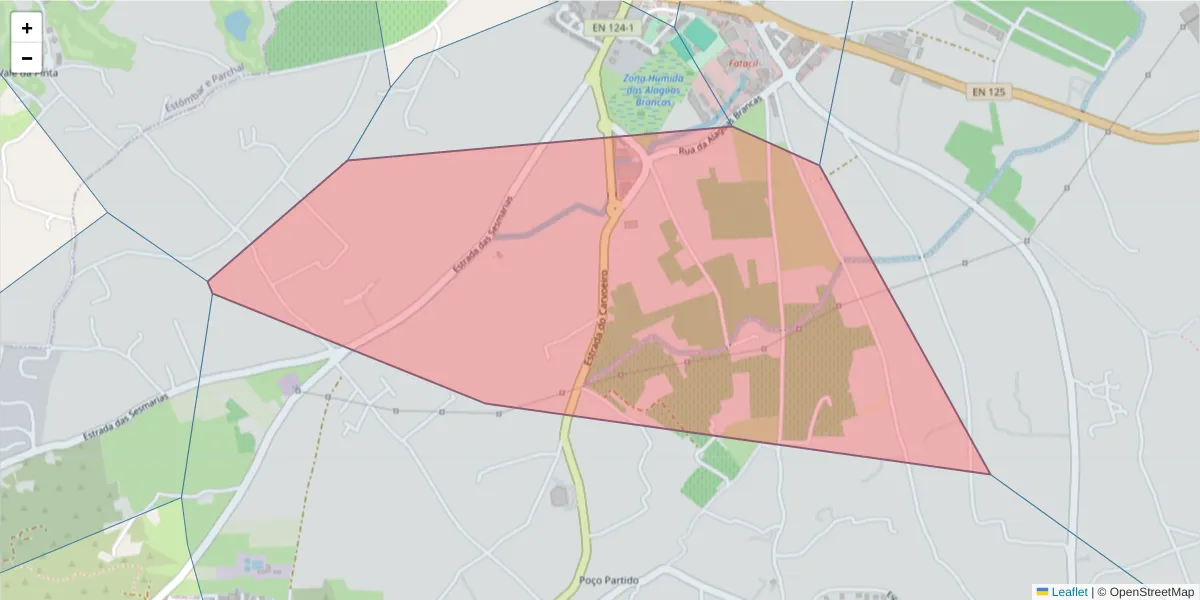 Mapa detalhado do código postal 8400-428 com limites, códigos postais vizinhos e agências dos correios